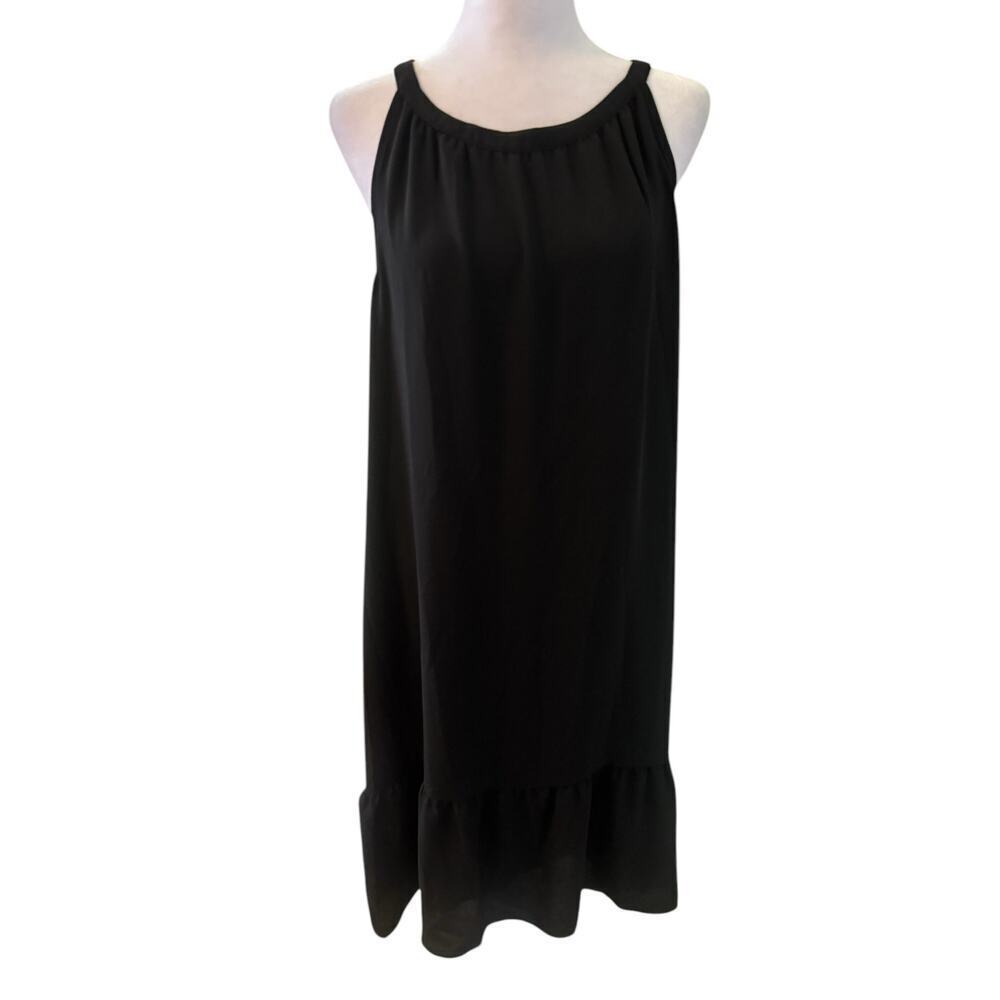 NWT J. Jill Black Simple Dress for any occasion Sleeveless Ruffle Hem M
